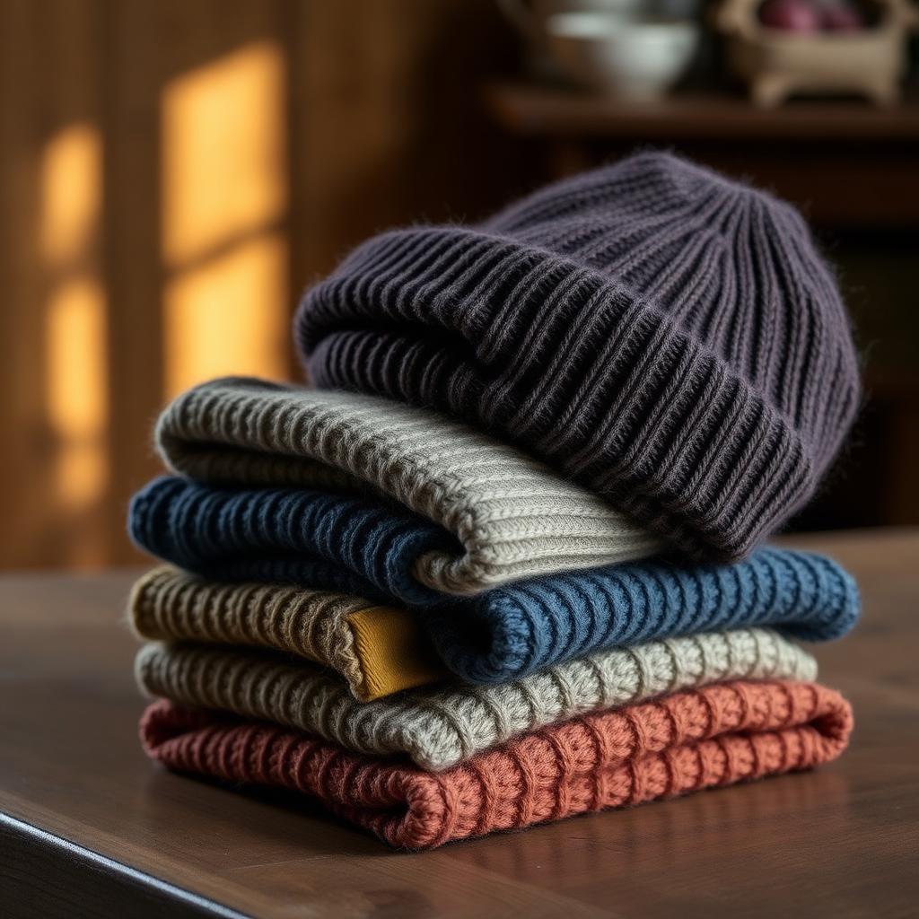 Cold-weather wool hat and winter camp clothing