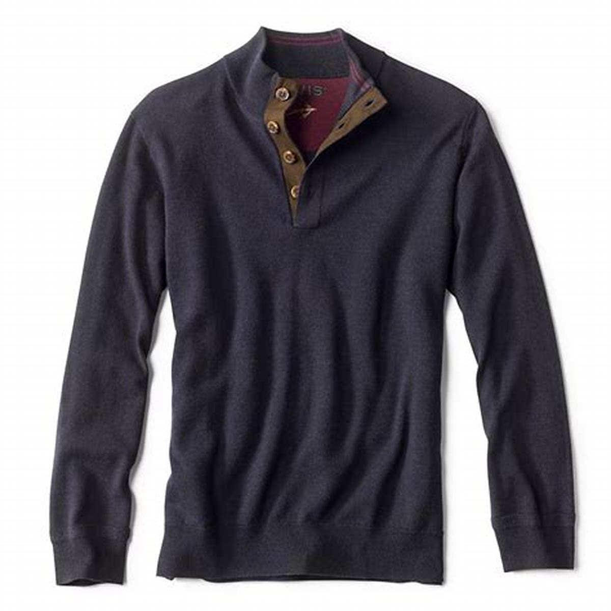 Merino Wool Button Mockneck Sweater