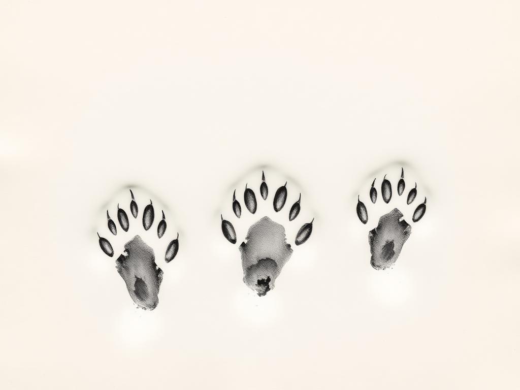 Wolverine bounding track pattern in snow with five-toed prints